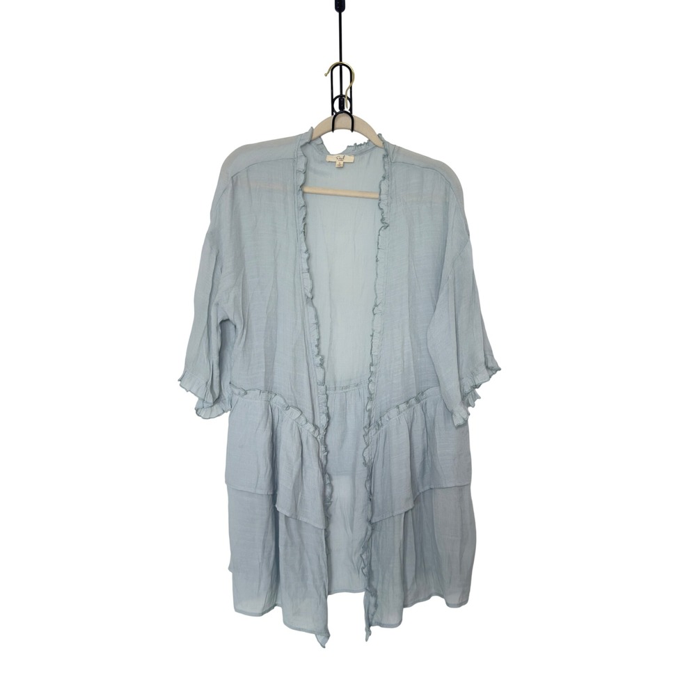 Easel Small Light Blue Kimono Cardigan Tiered Ruffles Cottagecore Fairycore